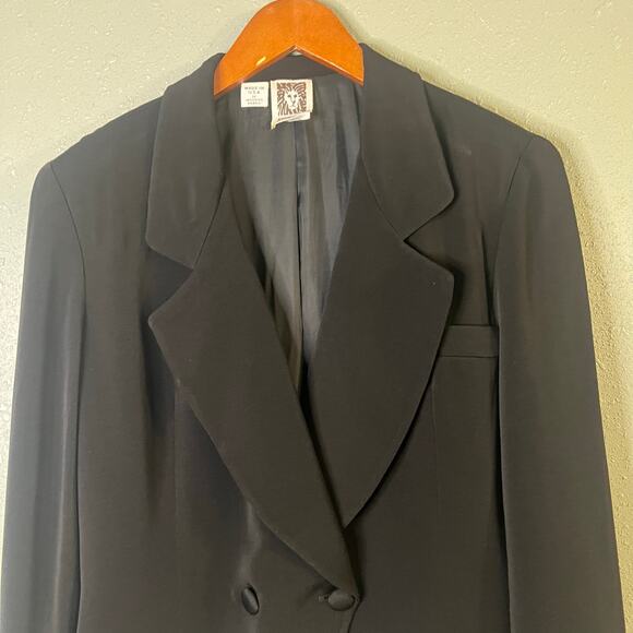 Anne Klein Women’s Suit Jacket Blazer Black sz 10 vtg feminine ptp 20.5 office - Picture 3 of 15